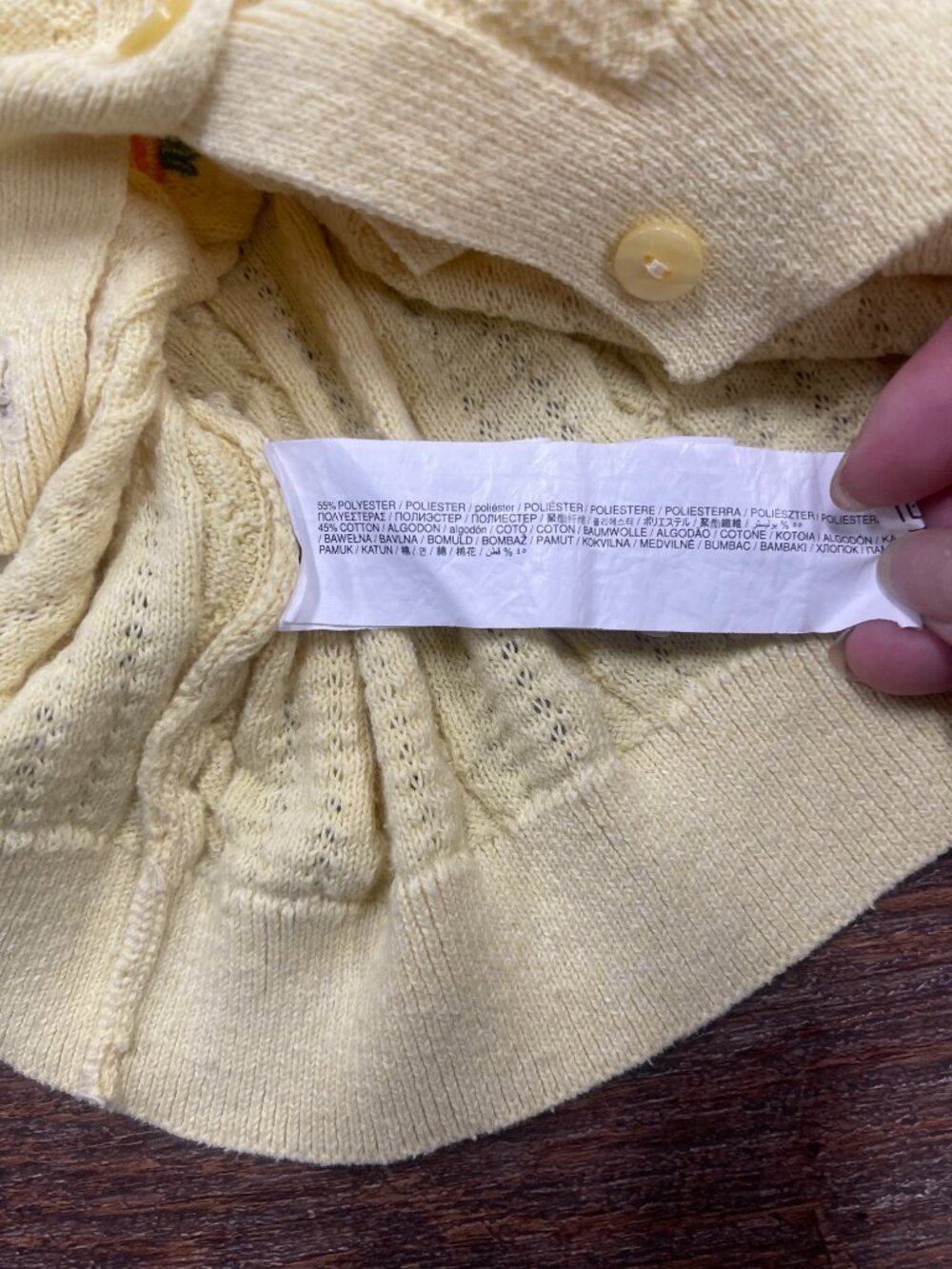 Butter Yellow Floral Cable Knit Cottagecore Cardigan Medium - Picture 7 of 9